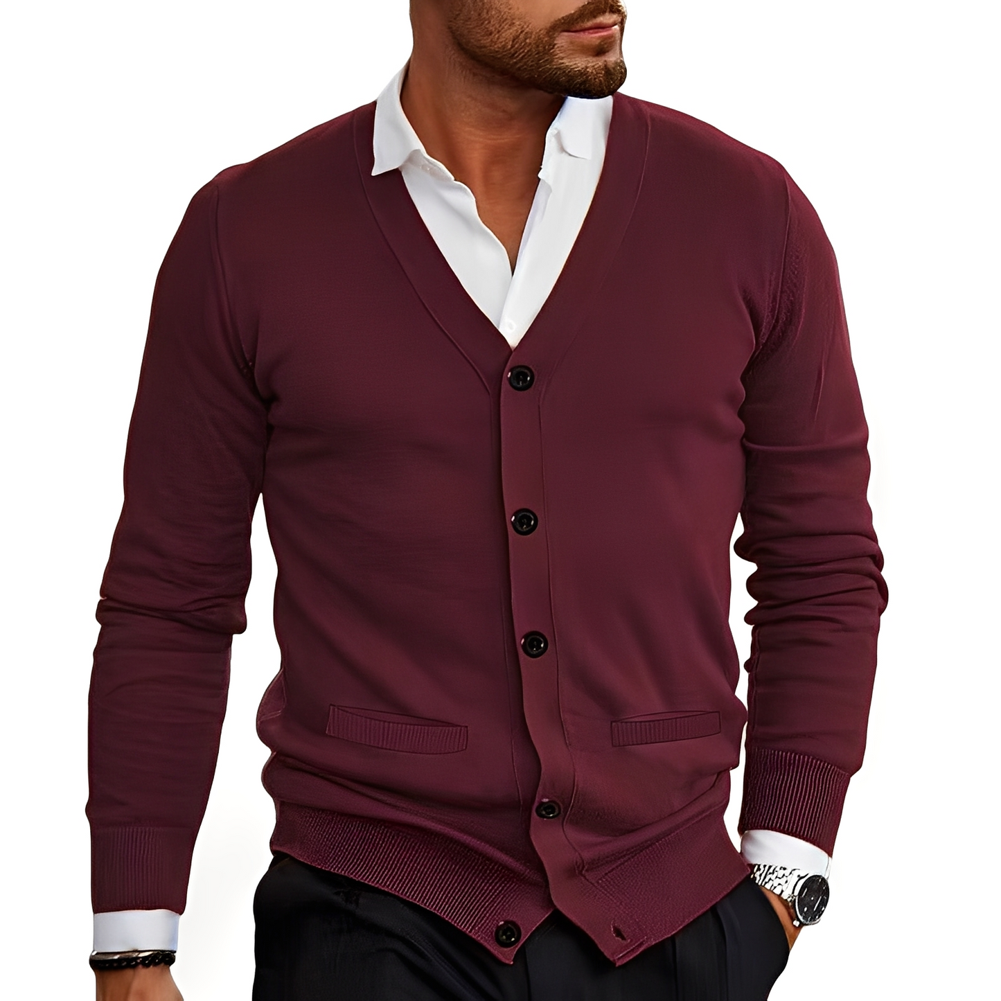 Kyler - Chaqueta de punto moderna con botones para hombres