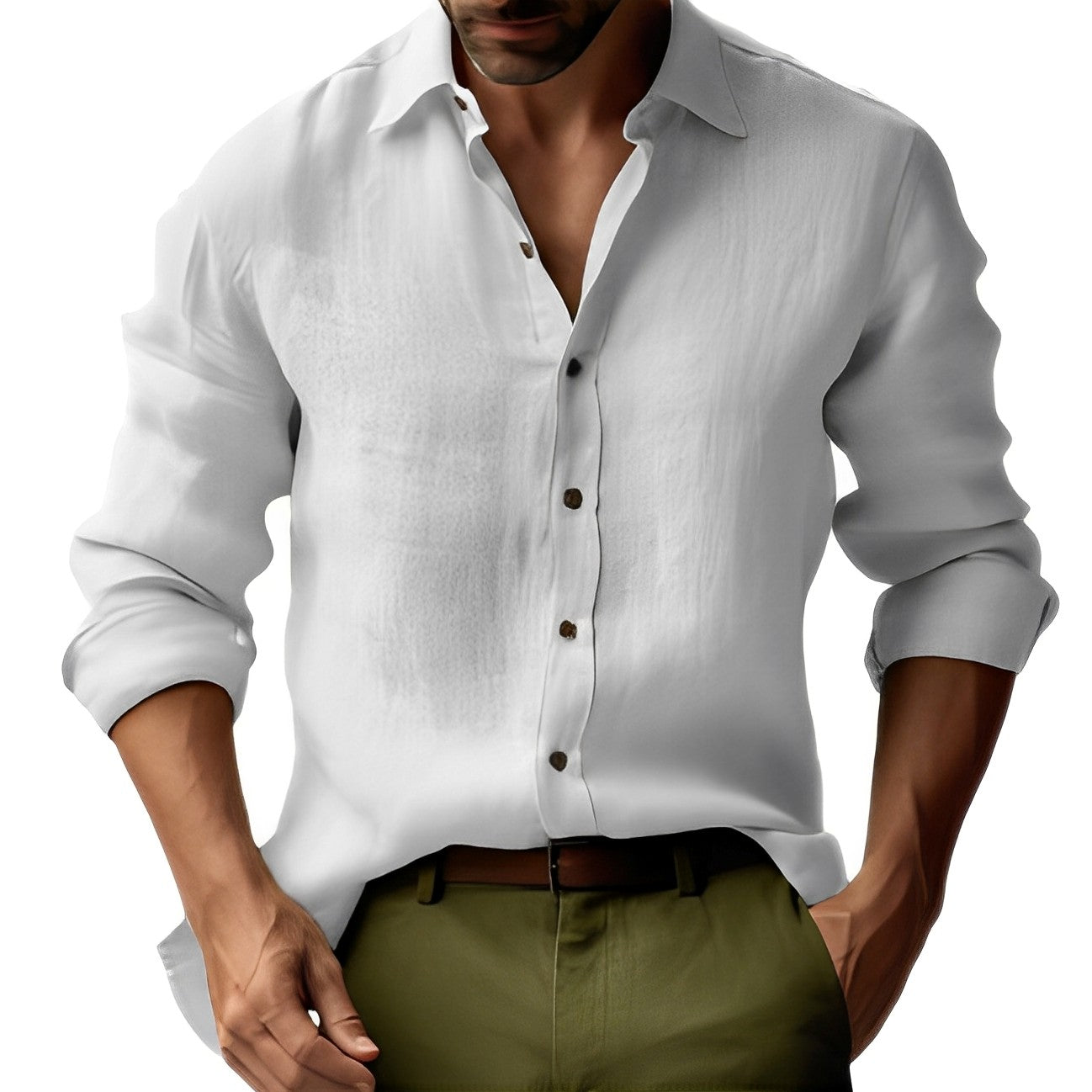 Emile - Camisa de lino sencilla y clásica para hombres