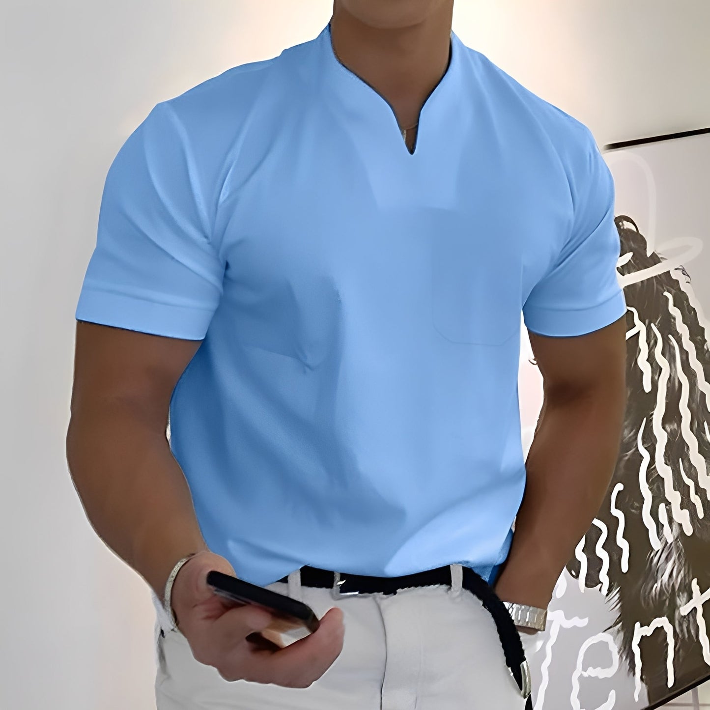 Dylan - Camisa de hombre entallada, manga corta para negocios