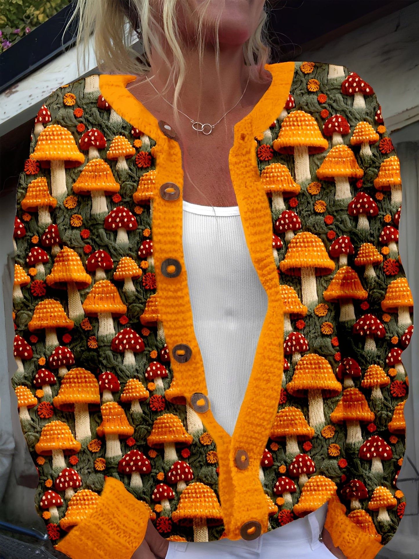 Kandace - Linda Chaqueta de Punto con Flores para Mujer