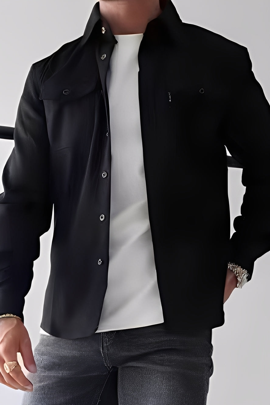David - Camisa casual con bolsillos para hombres