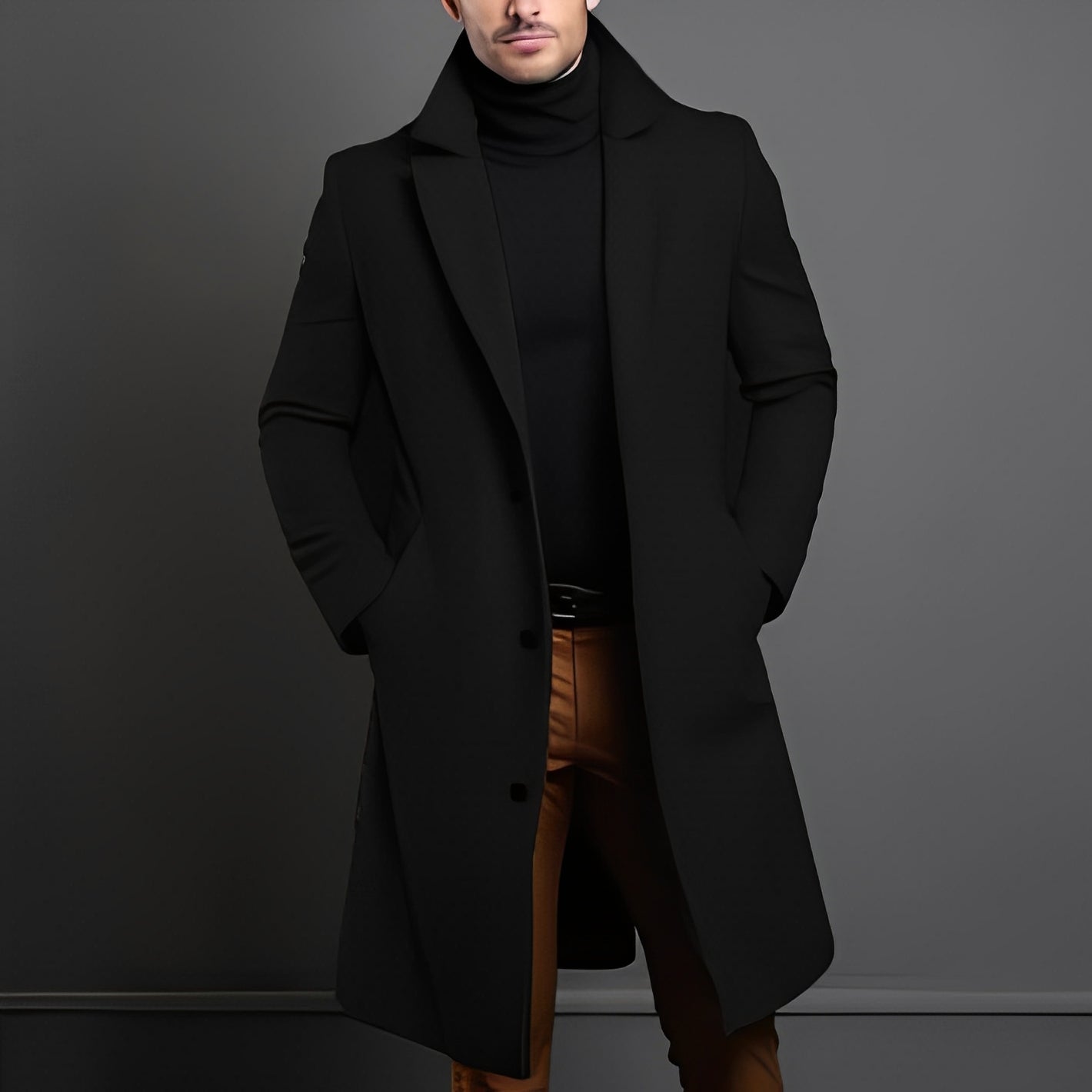 Zackary - Chaqueta de lana casual y larga para hombres