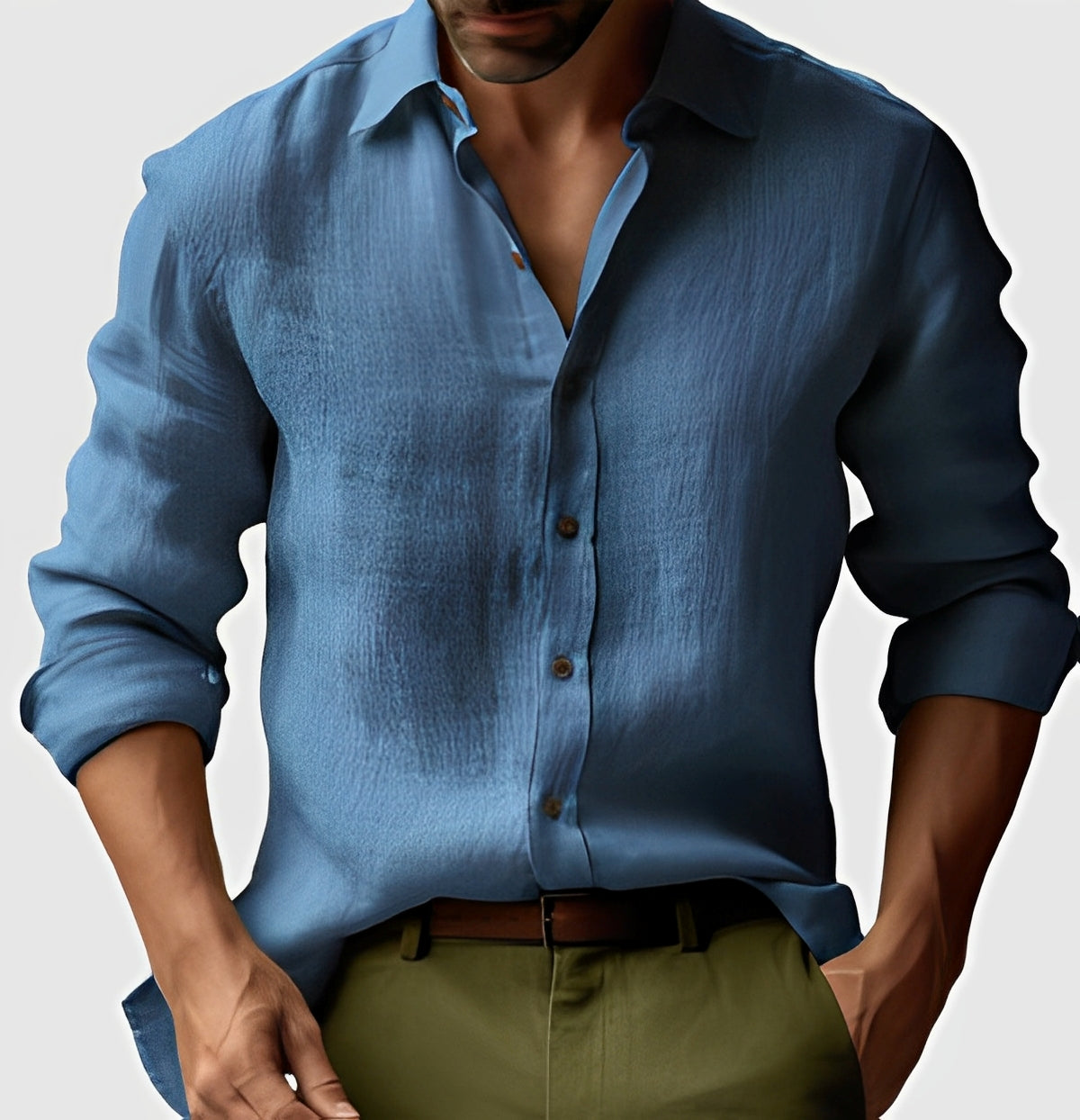Emile - Camisa de lino sencilla y clásica para hombres