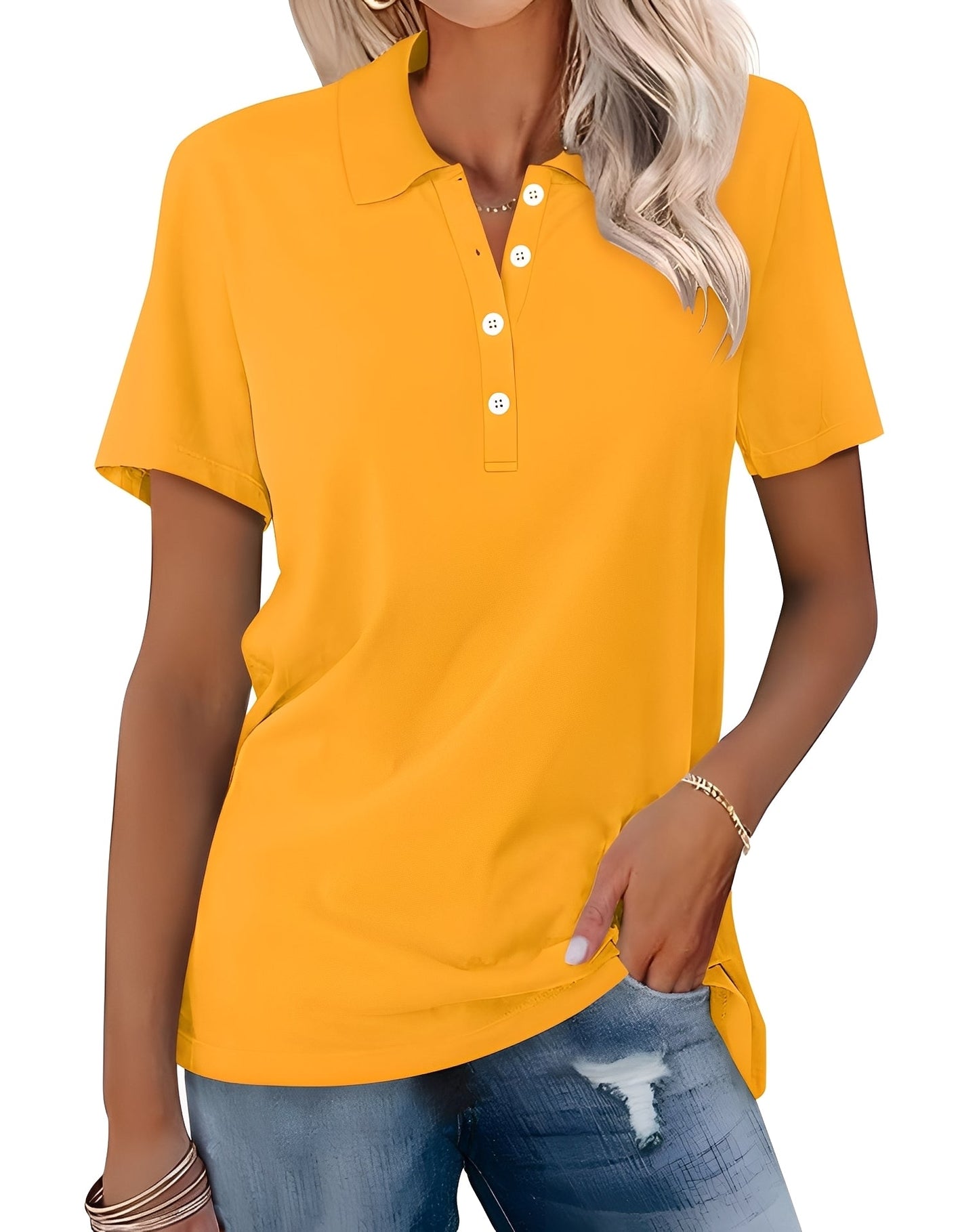 Glenna - Polo de Mujer, Casual y Ceñido de Manga Corta