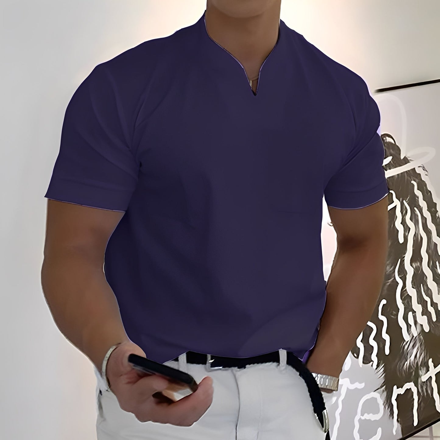 Dylan - Camisa de hombre entallada, manga corta para negocios