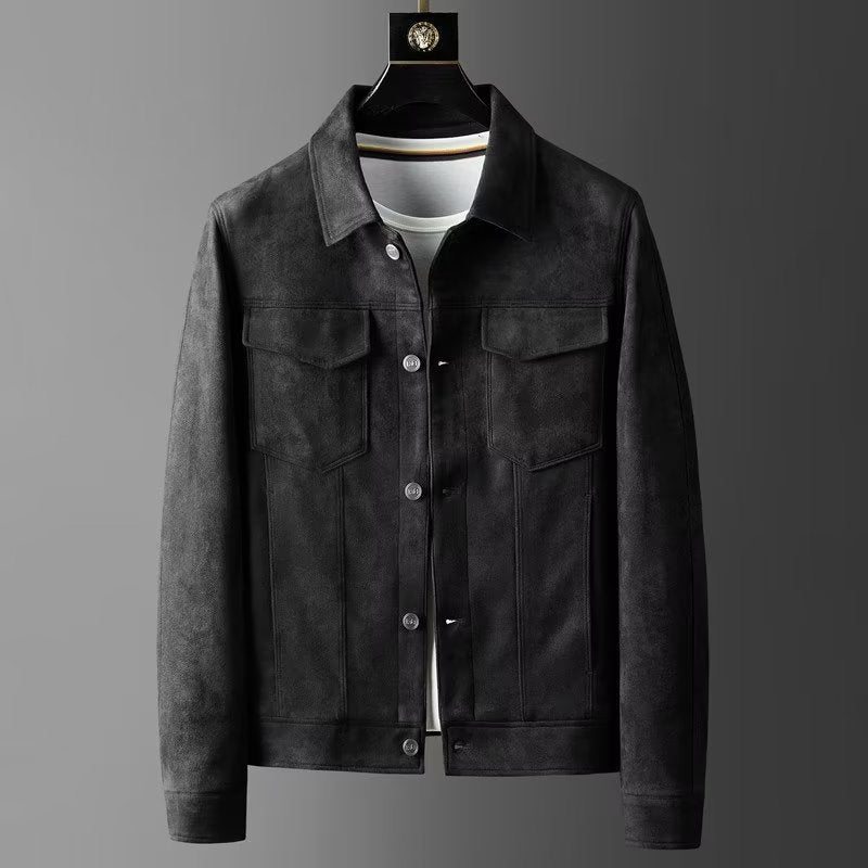 Wilbur - Chaqueta de Cuero Gamuza Tradicional para Hombres