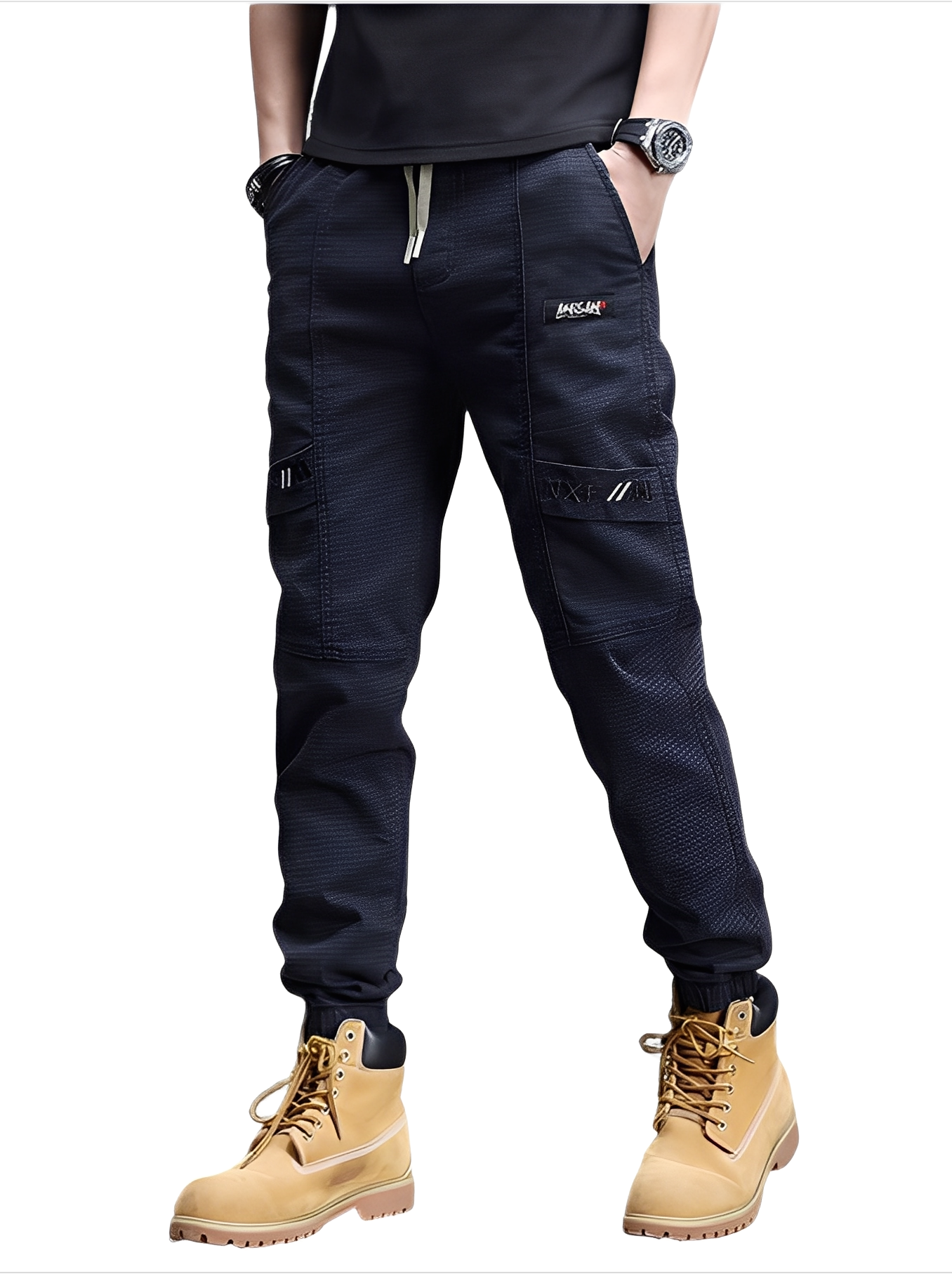 Alvin - Pantalones deportivos de estilo elegante con cordón para hombre