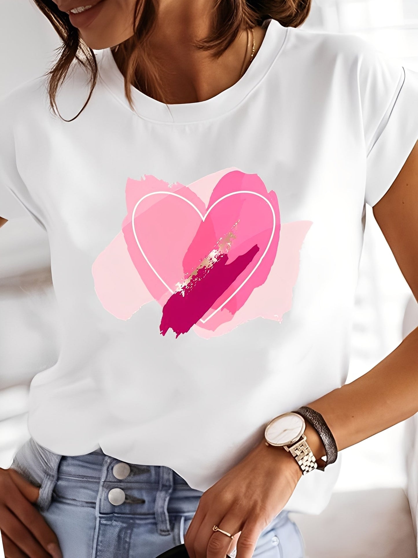 Annalise - Blusa estampada de manga corta, estilo casual para mujer