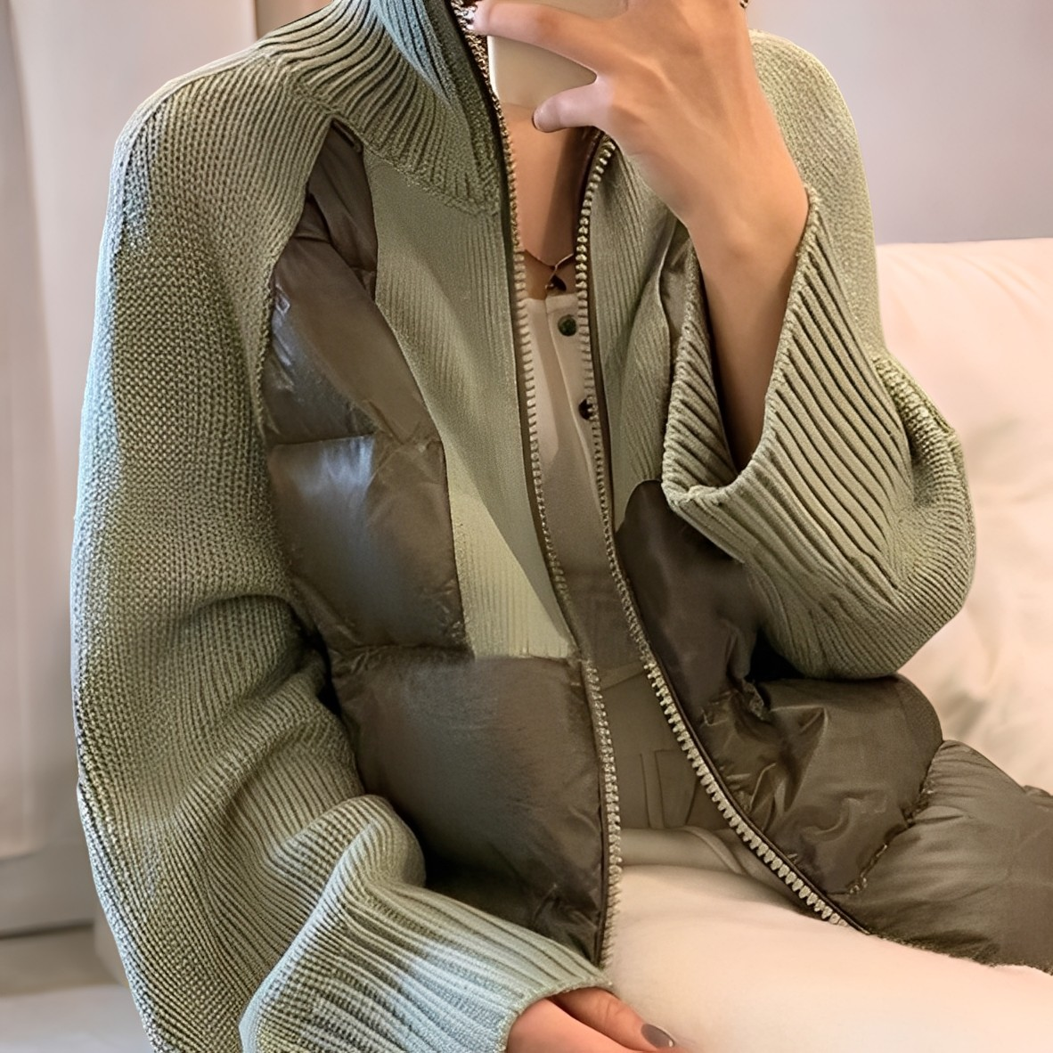 Harley - Chaqueta Parka de Punto Casual con Cremallera para Mujeres