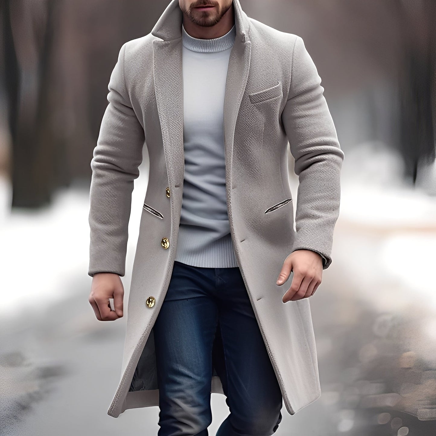 Zackary - Chaqueta de lana casual y larga para hombres