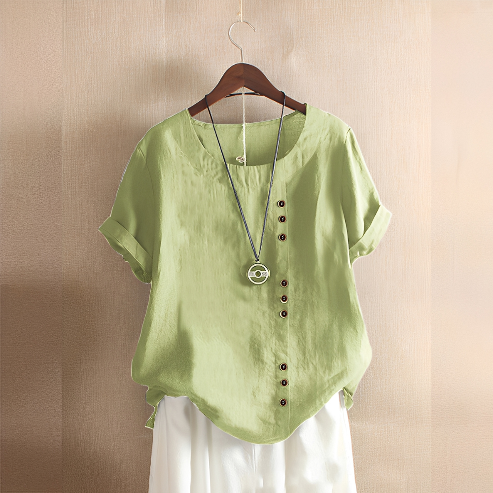 Corrine - Blusa de lino holgada clásica para mujer