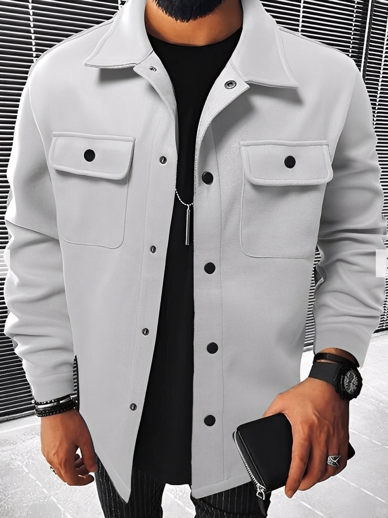 Francis - Chaqueta de cuadros informal con bolsillos para hombres