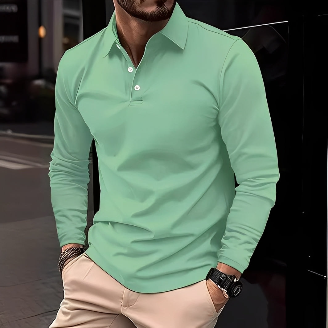 Dudley - Polo de manga larga con botones para hombres
