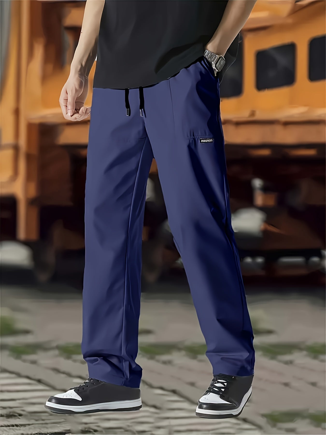 Esmund - Pantalones deportivos informales con cordón para hombres