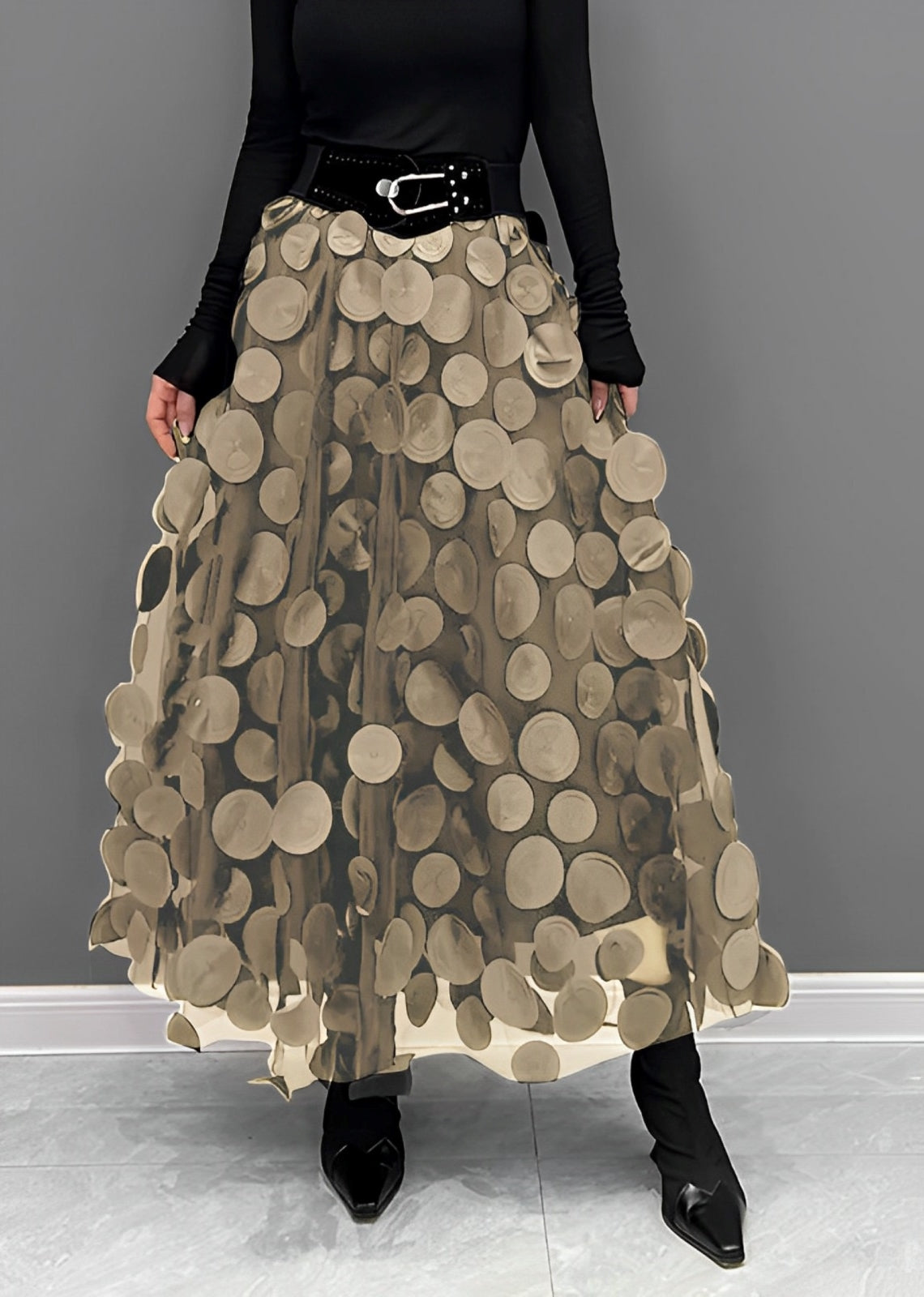 Peaches – Falda midi con puntos estilo retro