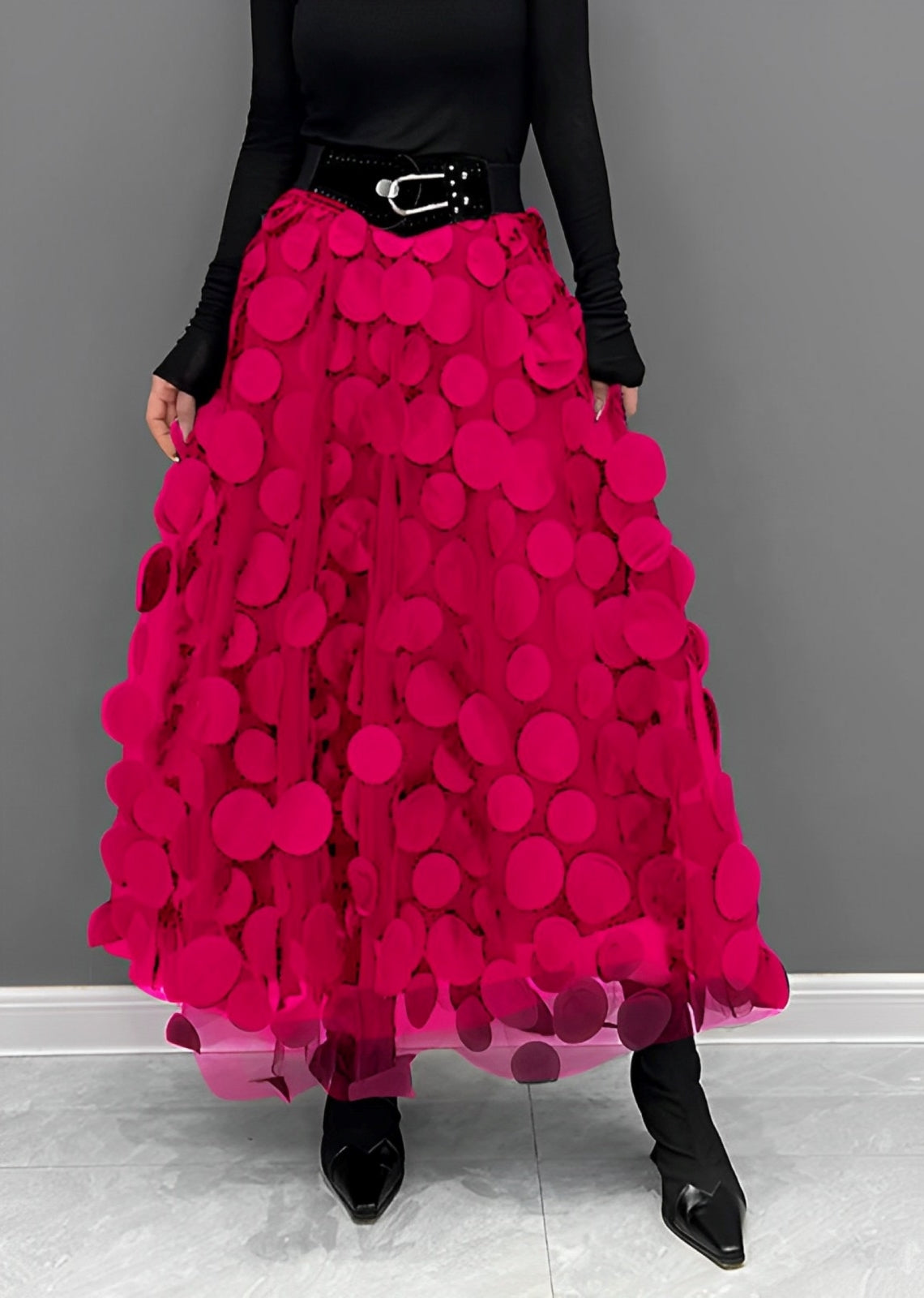 Peaches – Falda midi con puntos estilo retro