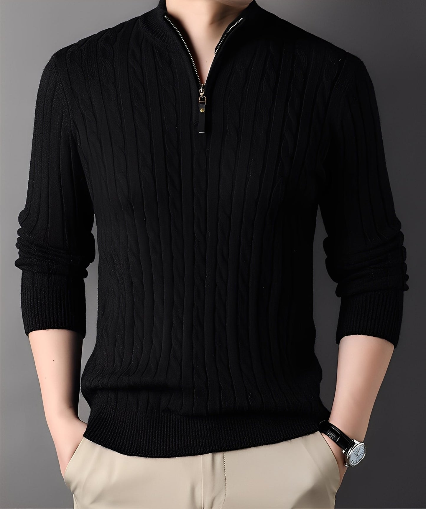 Damian - Jersey moderno de punto con cremallera para hombres