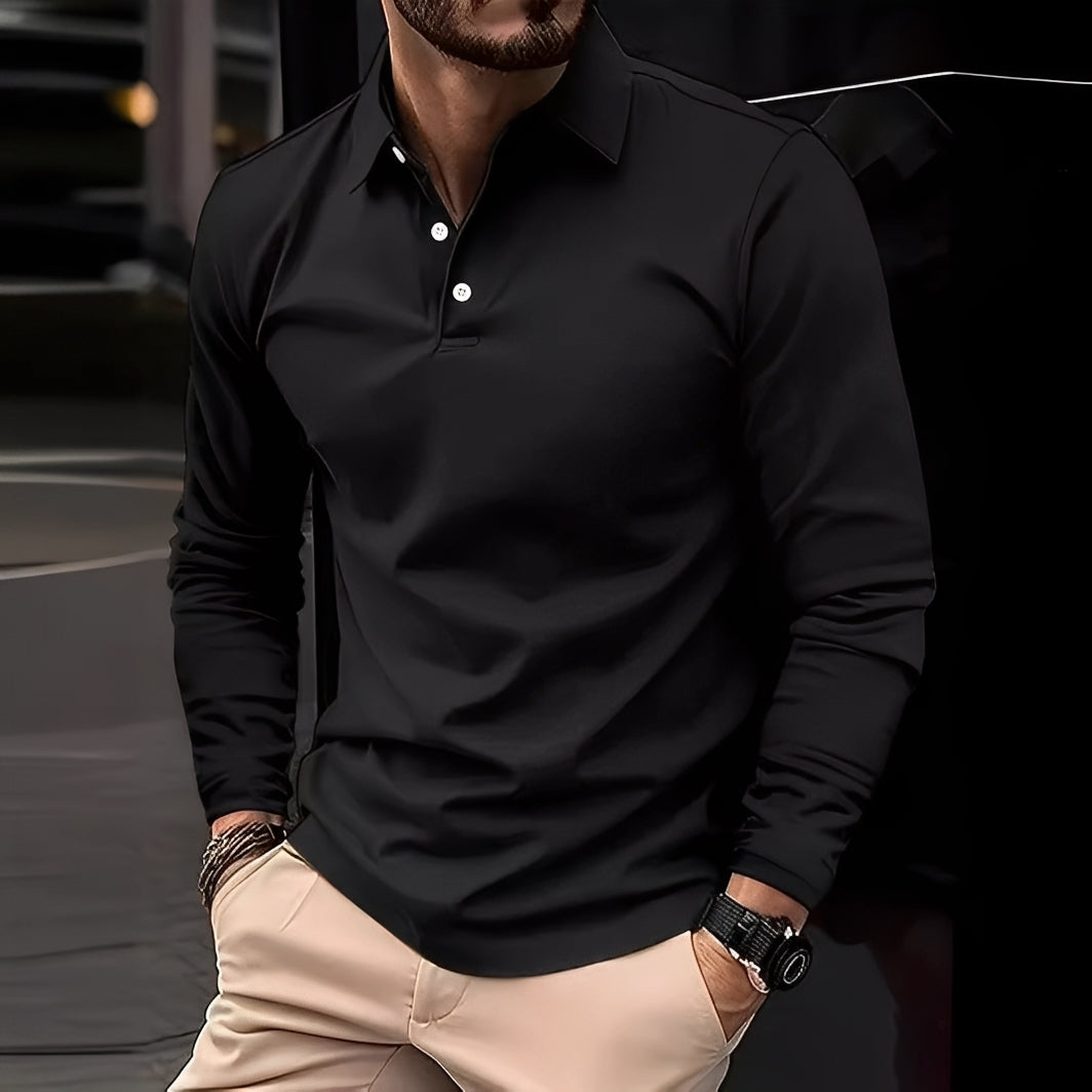 Dudley - Polo de manga larga con botones para hombres