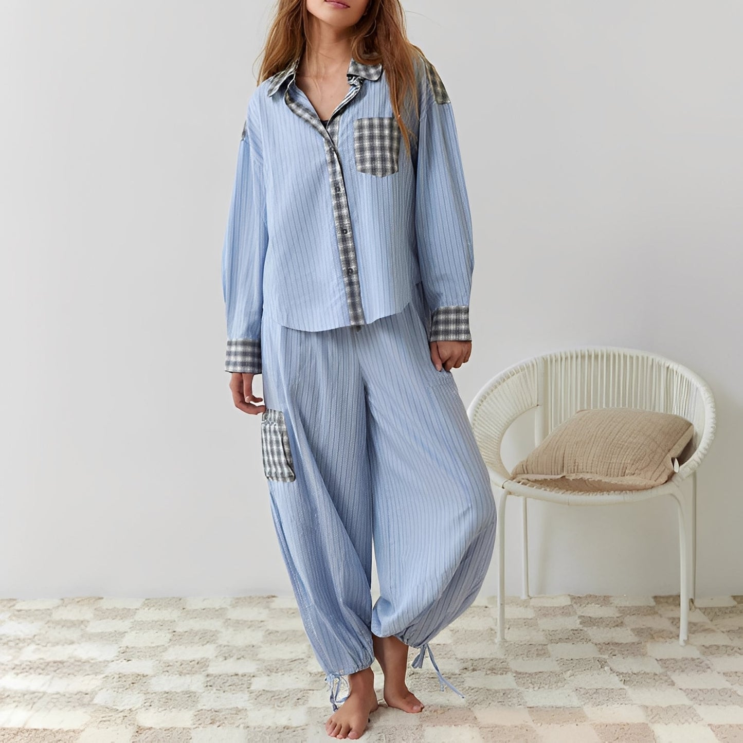 Elenora - Pijama de dos piezas cómodo y casual para mujeres
