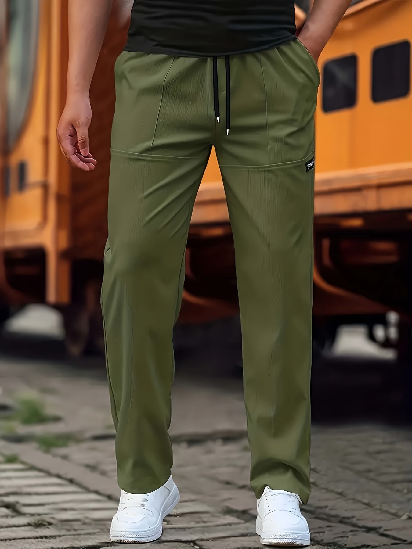 Esmund - Pantalones deportivos informales con cordón para hombres