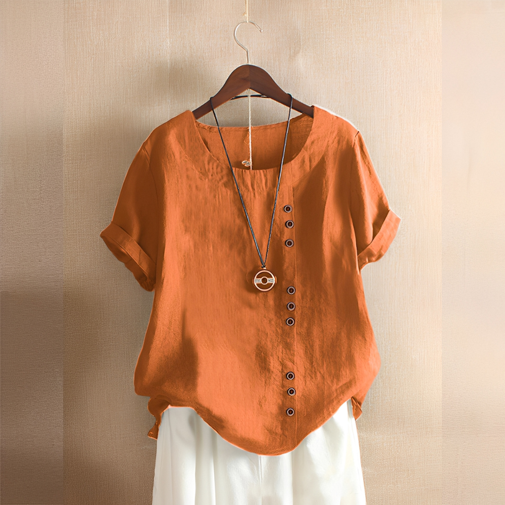 Corrine - Blusa de lino holgada clásica para mujer