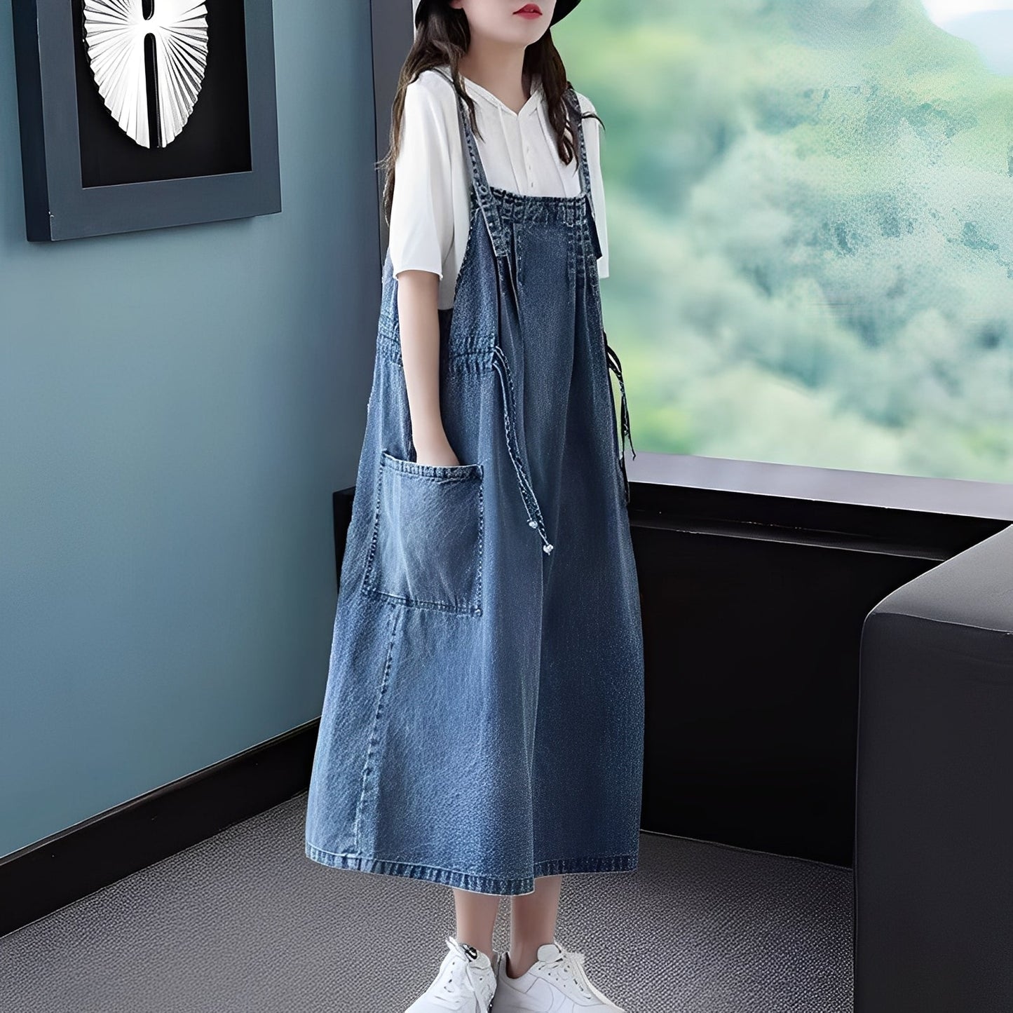 Kelsey - Vestido casual de mezclilla con bolsillos para mujer