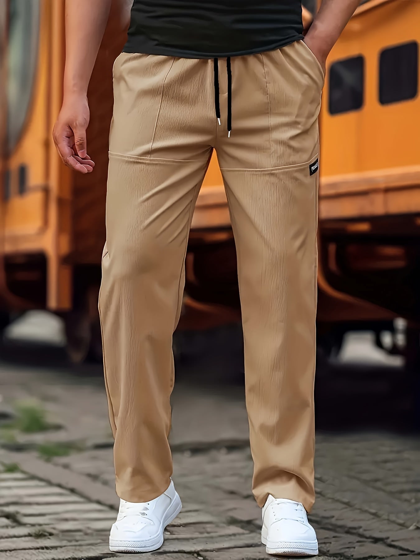 Esmund - Pantalones deportivos informales con cordón para hombres