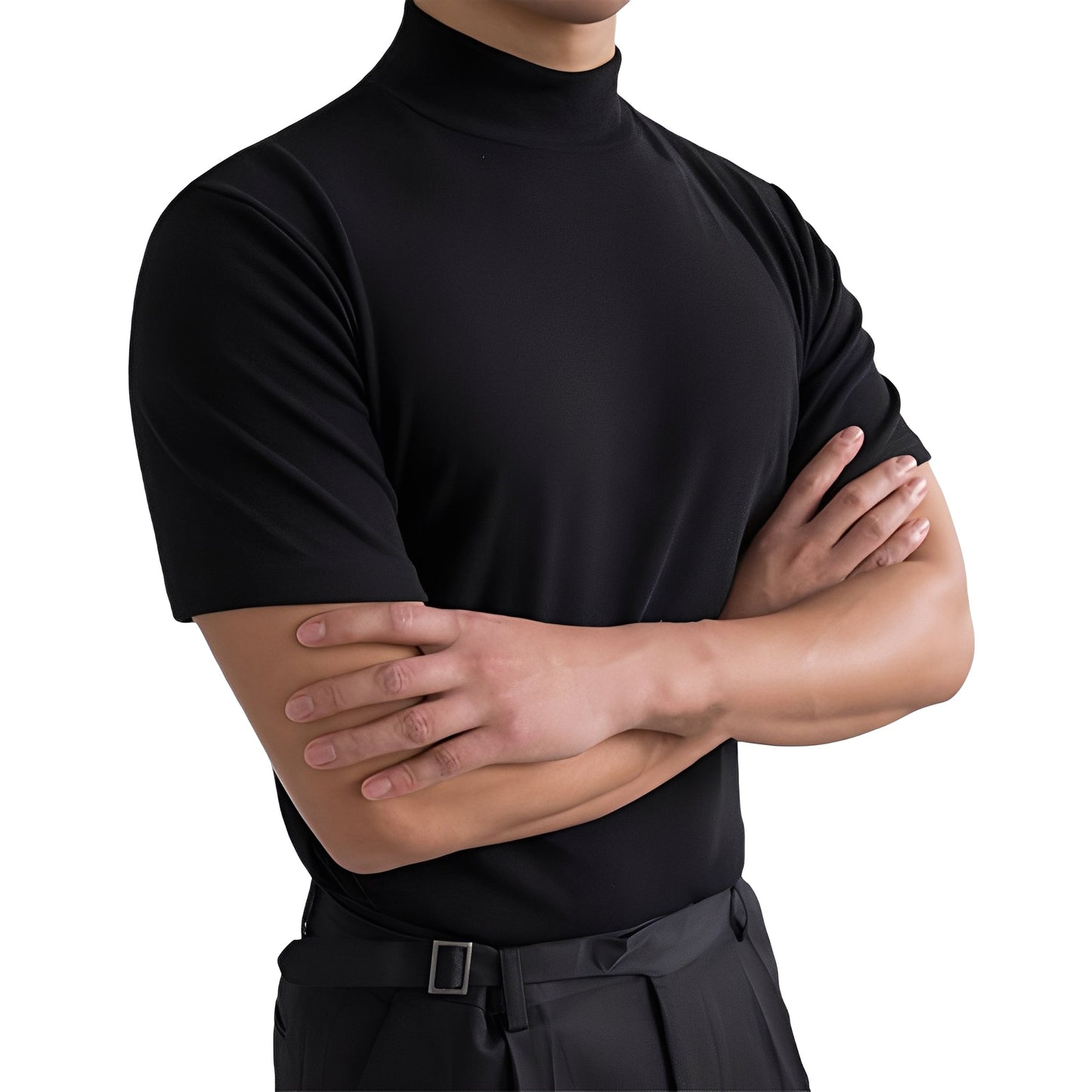 Terence - Camisa casual ceñida con cuello alto para hombres