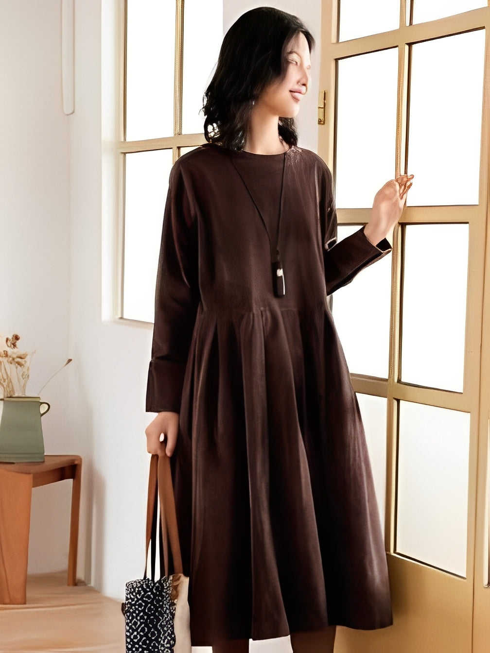 Shyanne - Vestido holgado de pana casual con bolsillos para mujer