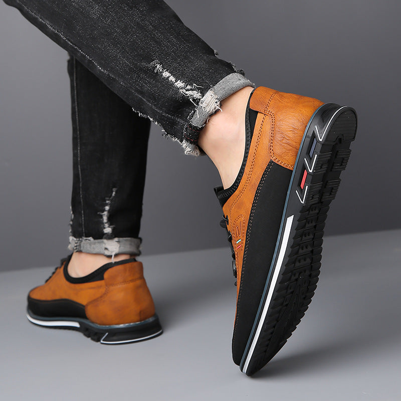 Aaron - Zapatillas casuales de cuero antideslizantes para hombres