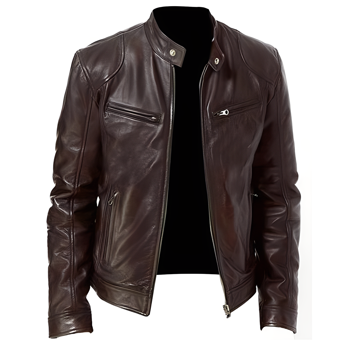 Jaron - Chaqueta casual de cuero sintético para hombres