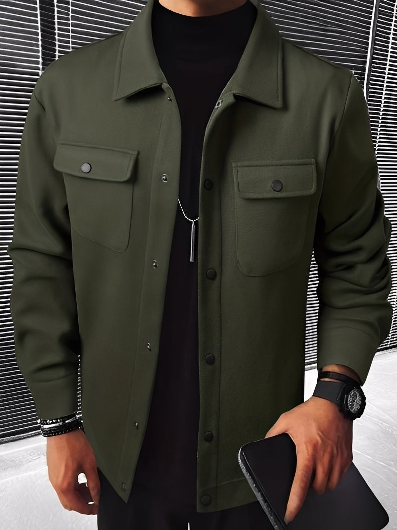 Francis - Chaqueta de cuadros informal con bolsillos para hombres
