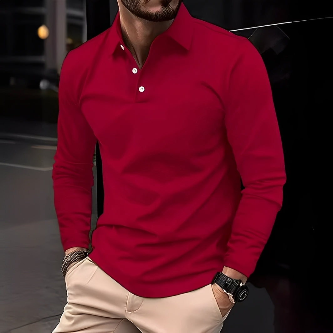 Dudley - Polo de manga larga con botones para hombres