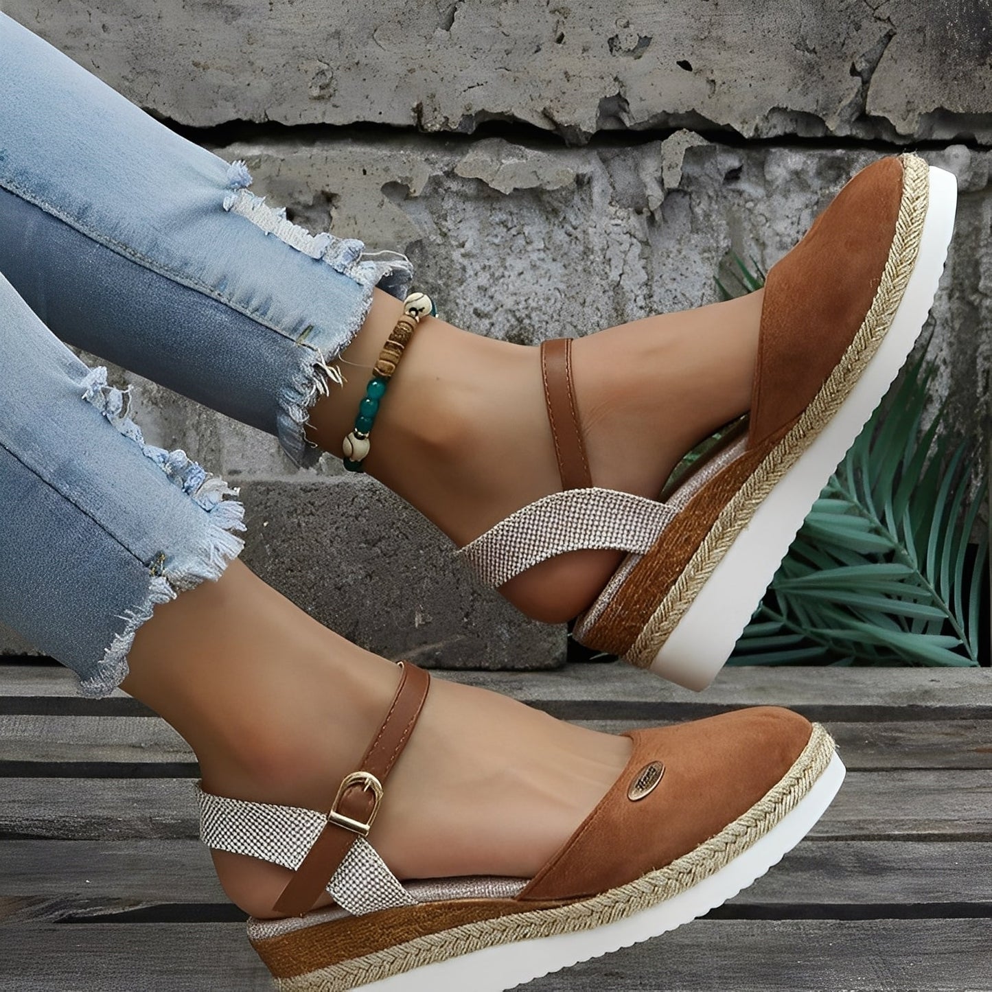 Elinor - Sandalias de cuña casuales de cáñamo para mujeres