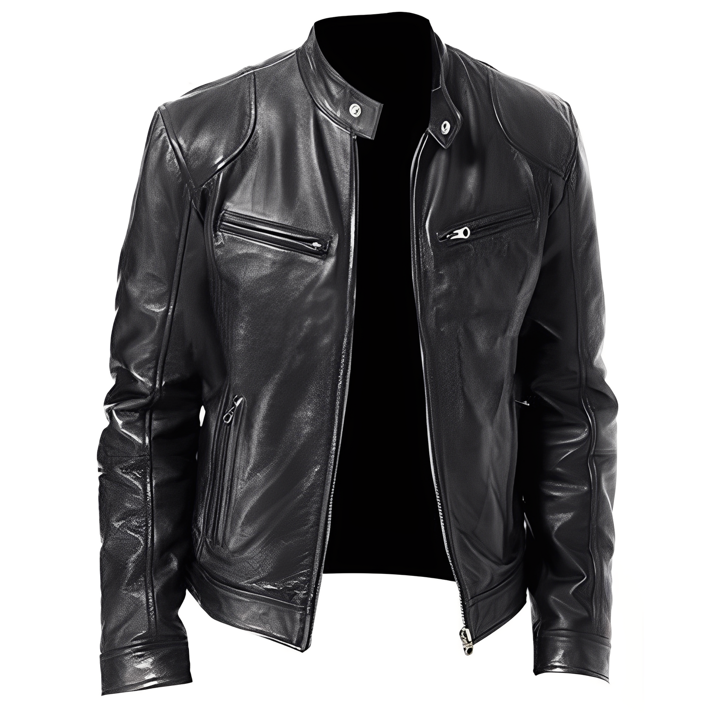 Jaron - Chaqueta casual de cuero sintético para hombres