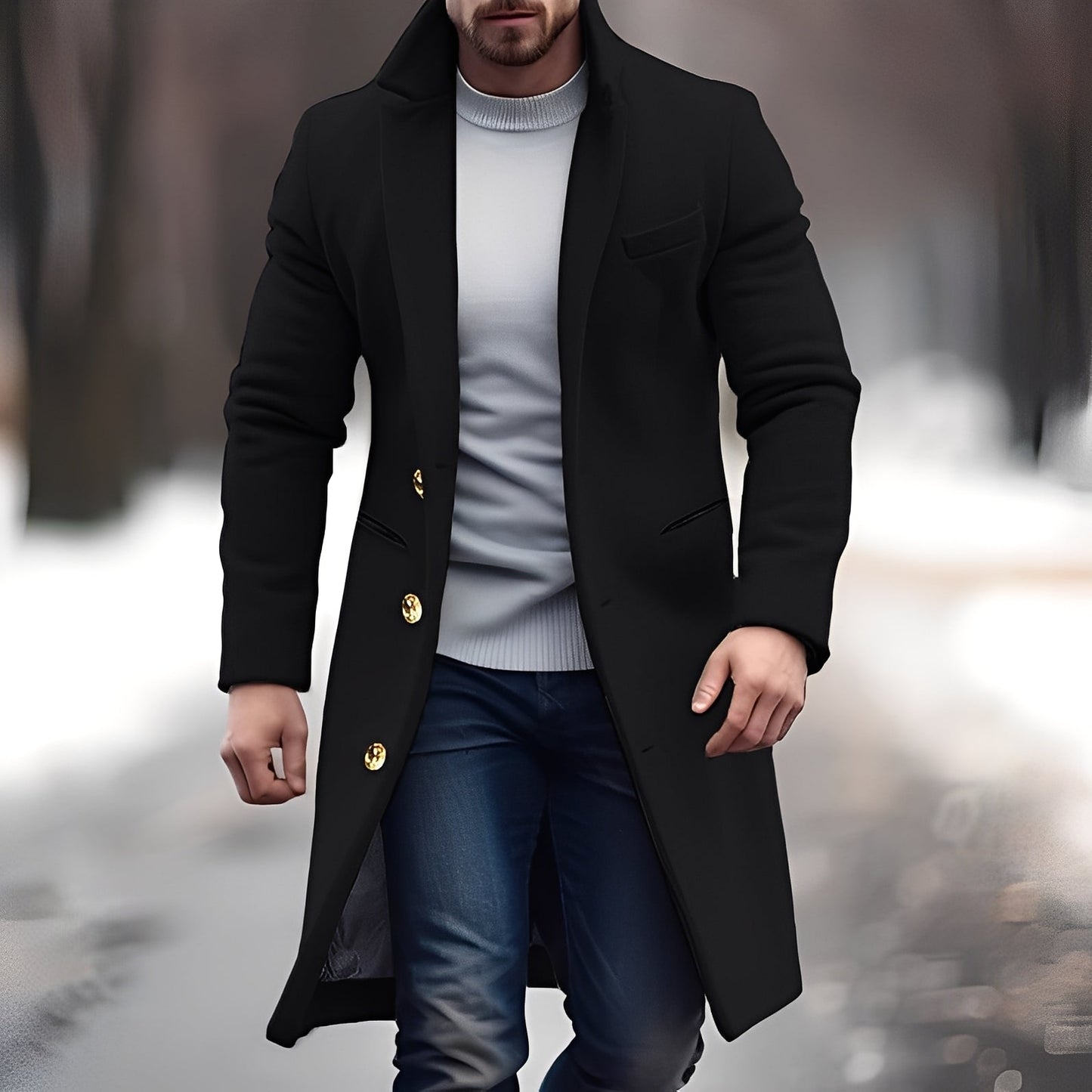 Zackary - Chaqueta de lana casual y larga para hombres