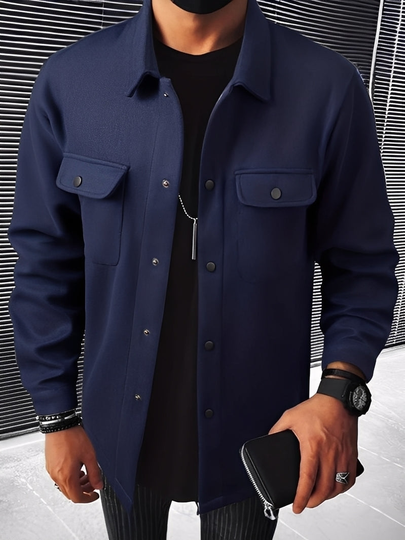 Francis - Chaqueta de cuadros informal con bolsillos para hombres
