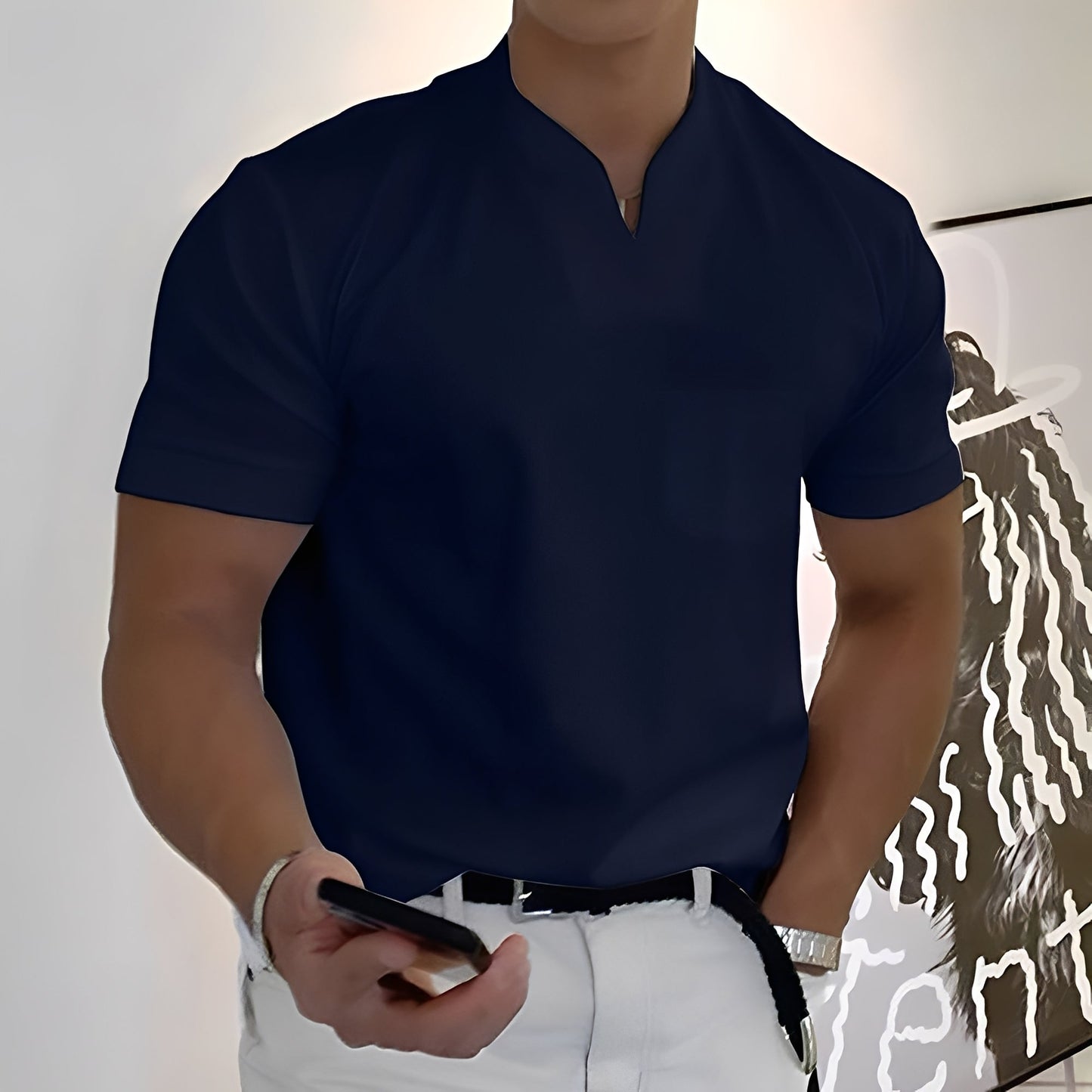 Dylan - Camisa de hombre entallada, manga corta para negocios