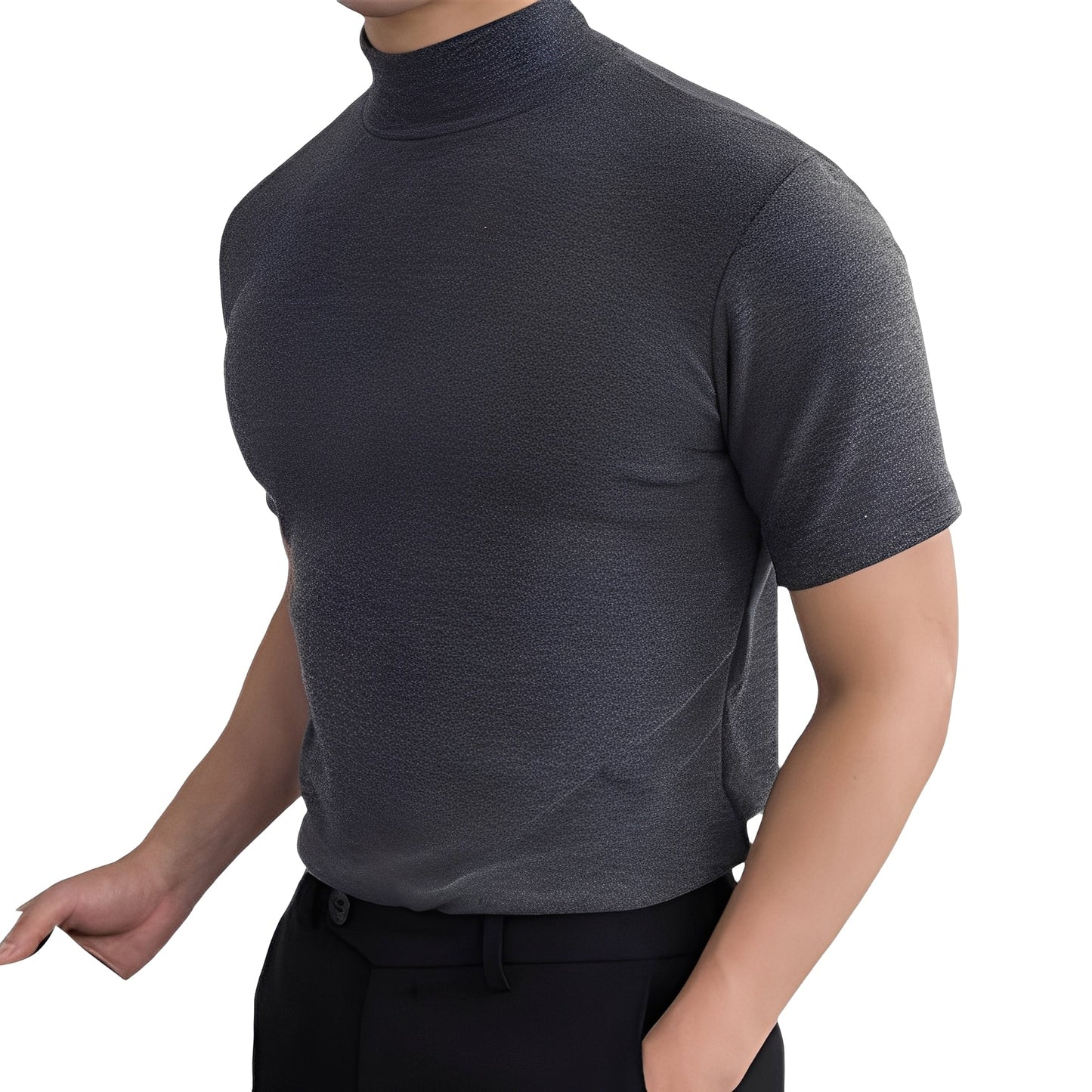 Terence - Camisa casual ceñida con cuello alto para hombres