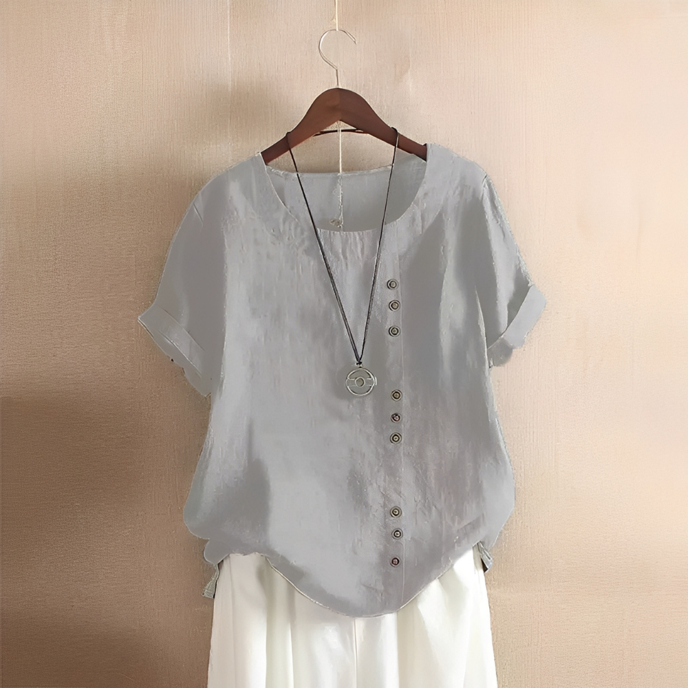 Corrine - Blusa de lino holgada clásica para mujer