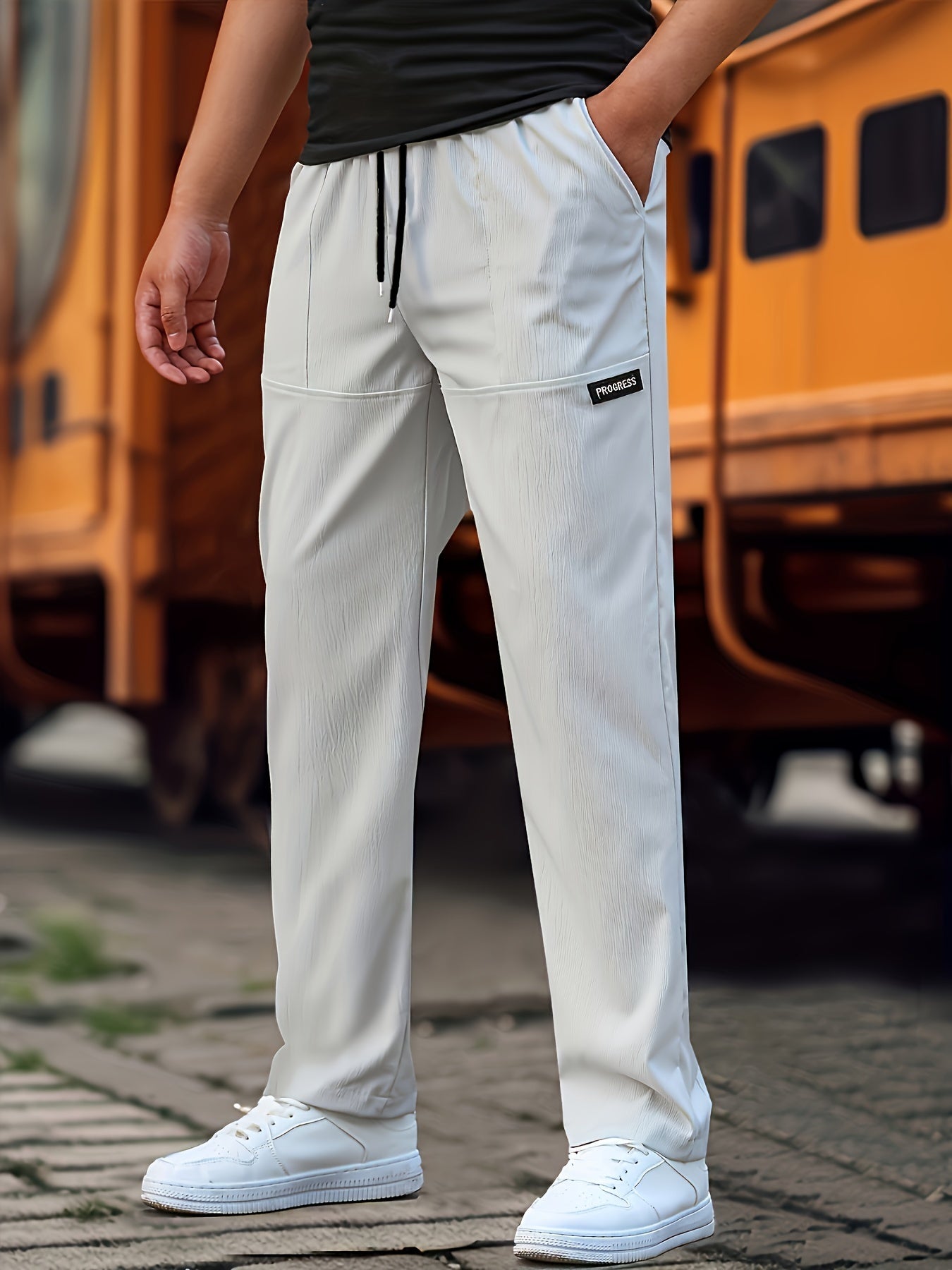 Esmund - Pantalones deportivos informales con cordón para hombres
