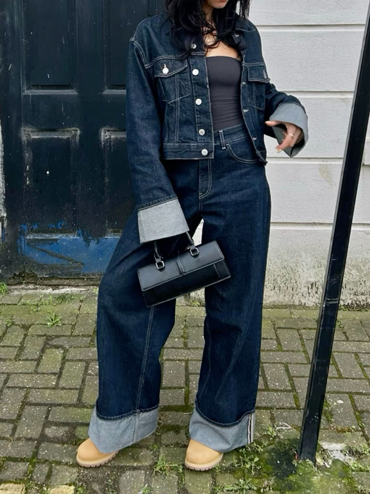 Clara – Conjunto Denim con Chaqueta Trucker & Jeans Talle Alto