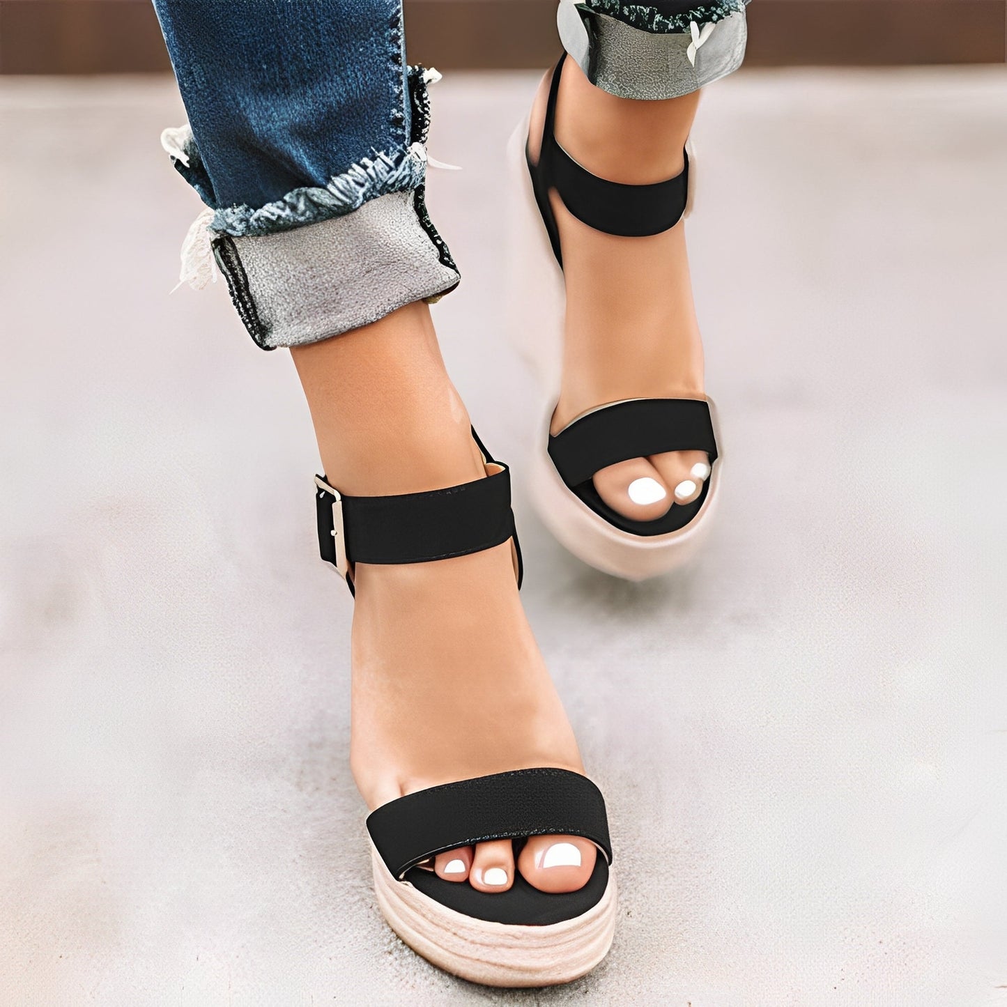 Annalee - Sandalias de plataforma casual para mujer con correas