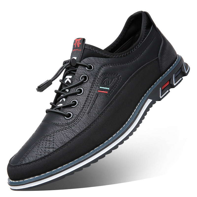 Aaron - Zapatillas casuales de cuero antideslizantes para hombres