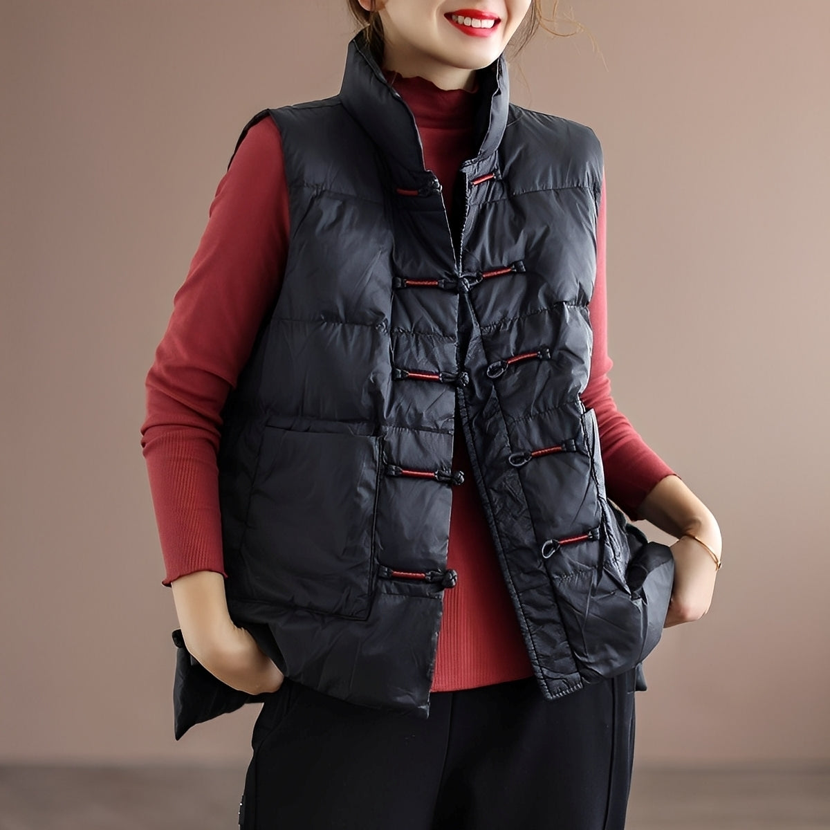 Amayah - Chaleco de invierno casual con bolsillos para mujeres