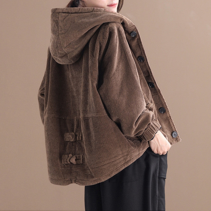 Rachel - Chaqueta corta de pana con capucha para mujer