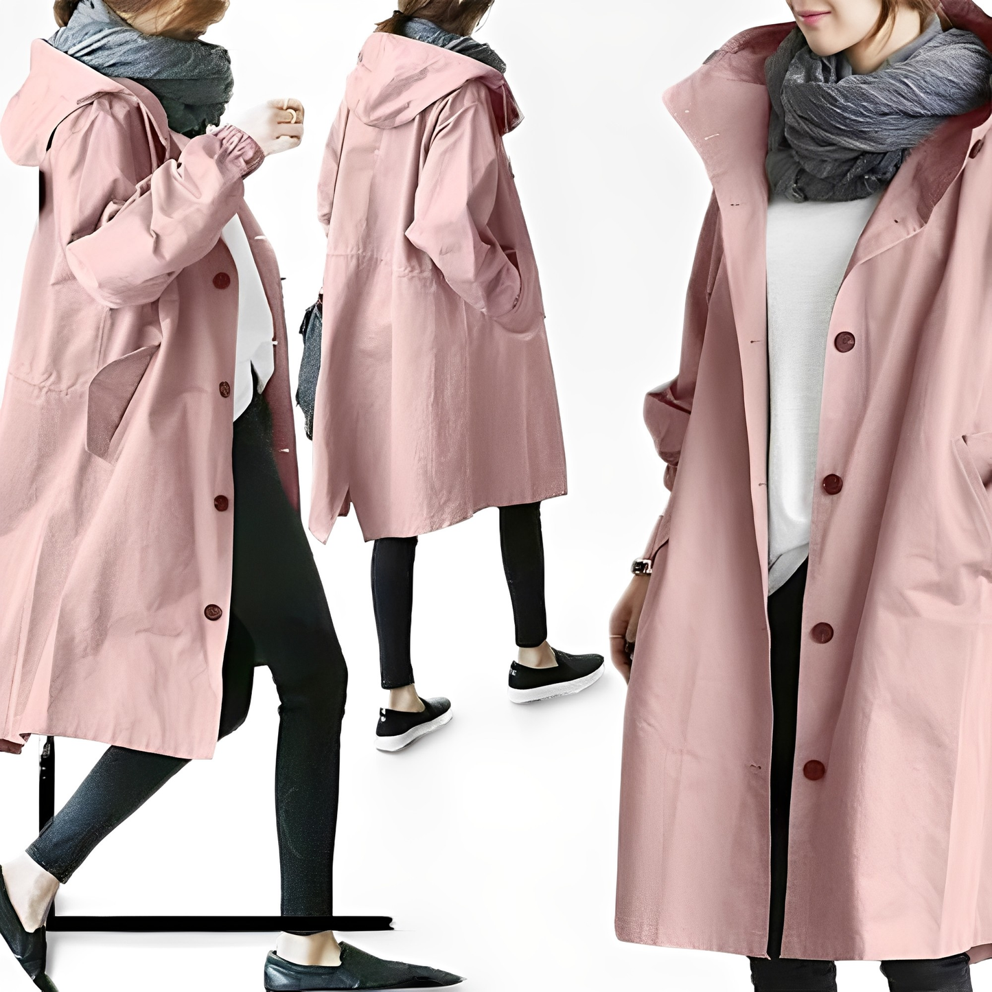 Giselle - Abrigo Impermeable con Capucha para Mujer