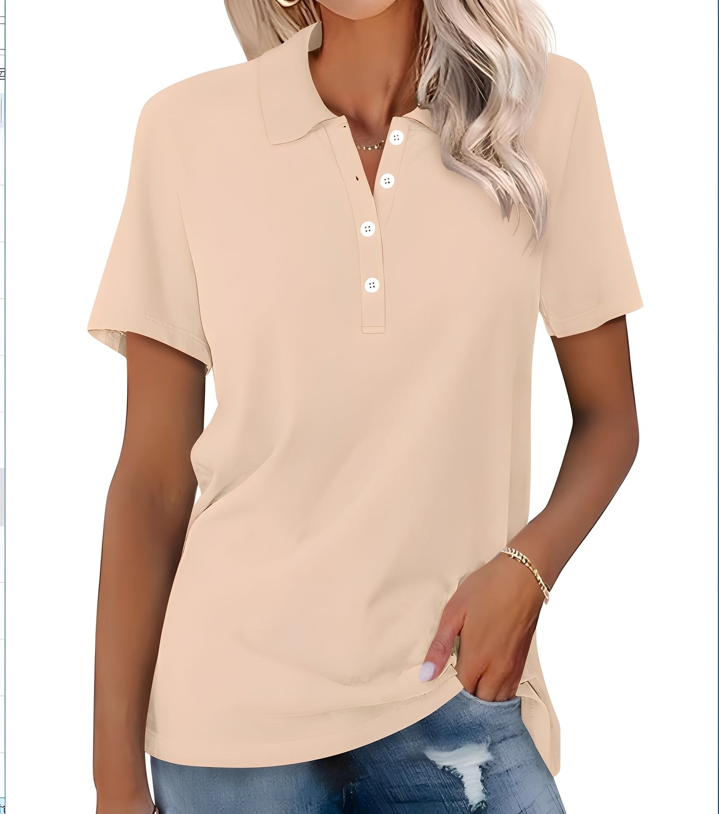Glenna - Polo de Mujer, Casual y Ceñido de Manga Corta