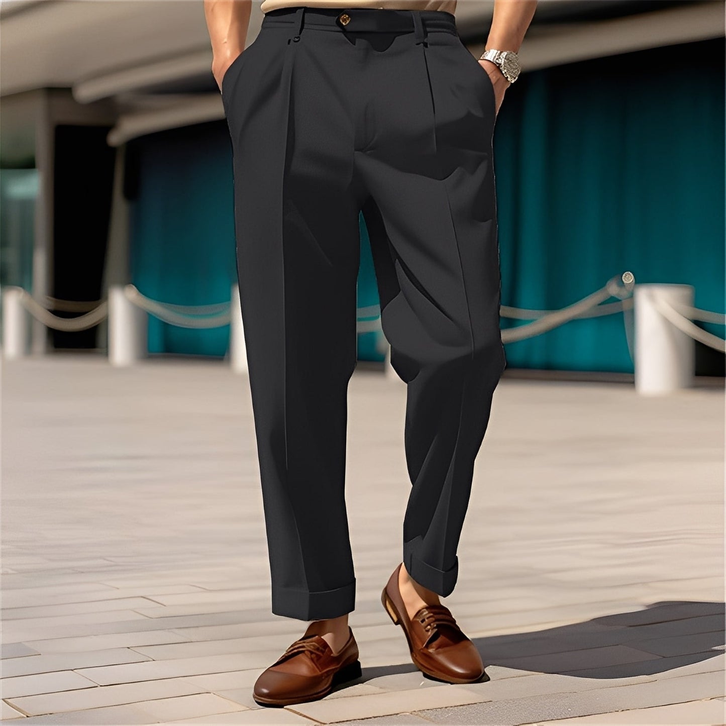 Beckham - Pantalón de traje recto clásico para caballeros