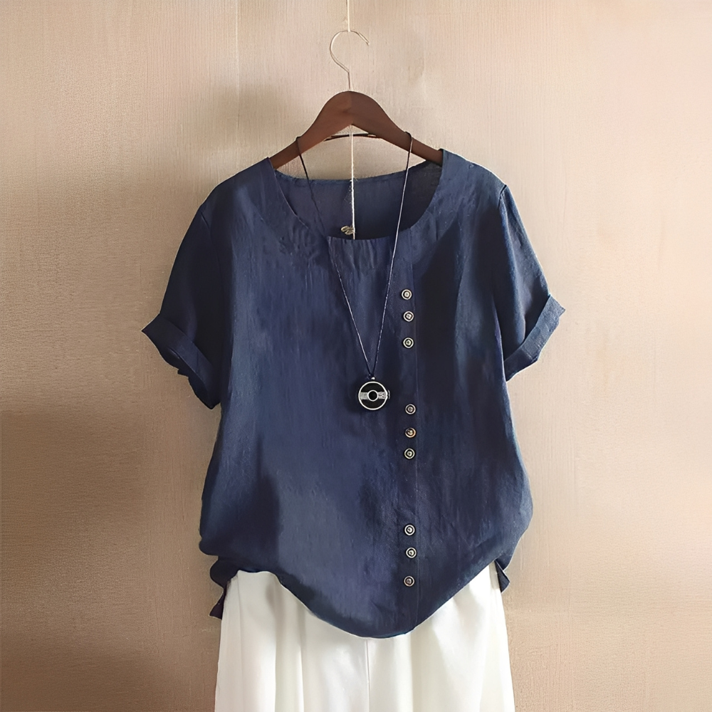 Corrine - Blusa de lino holgada clásica para mujer